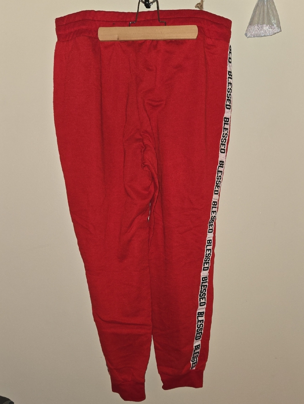 Red 'Blessed' Side-Strip Joggers - Picture 3 of 5